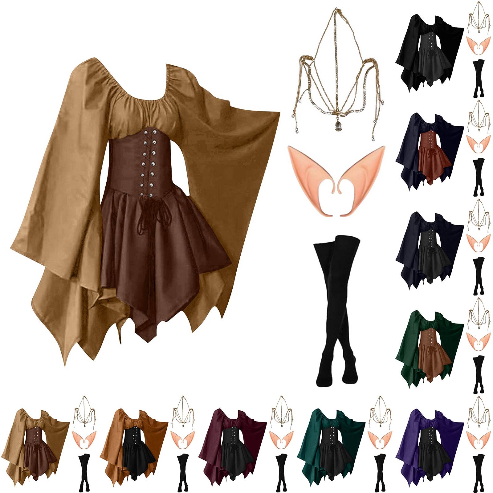 Elf Costume Christmas - Halloween Cosplay Palazzo Victoria Medievale Vintage