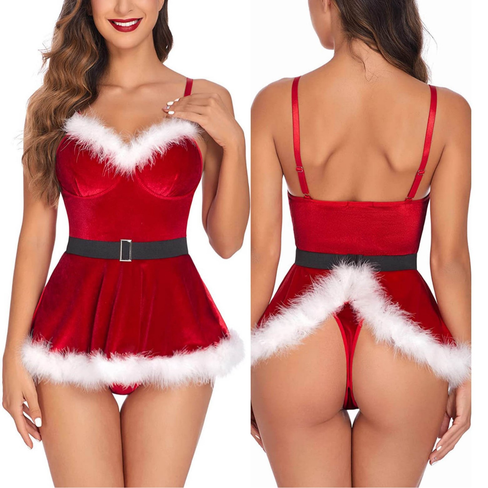 Elf Costume Christmas - Camicia da notte sexy da donna