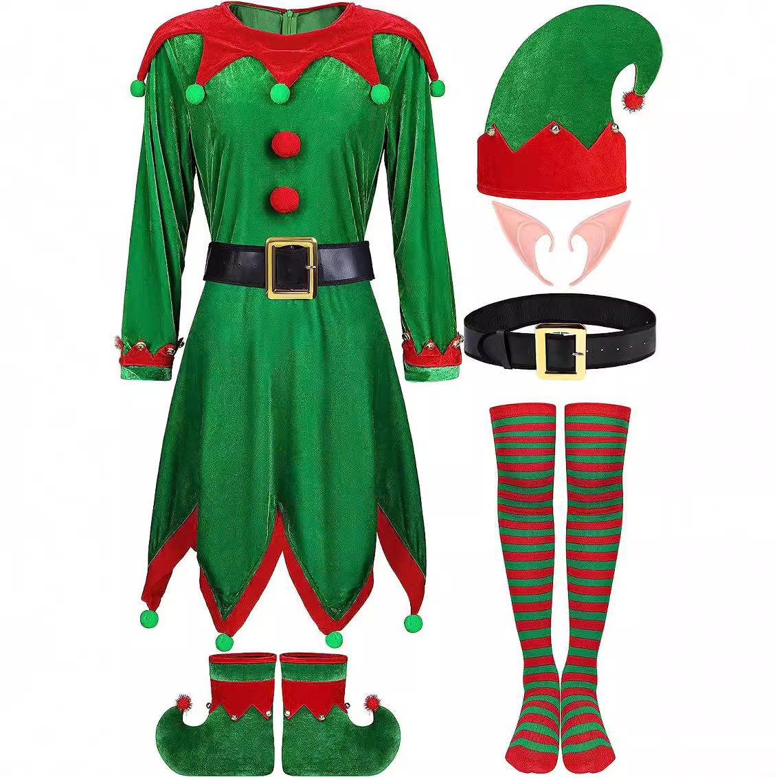 Elf Costume Christmas - Costume cosplay da elfo verde da
