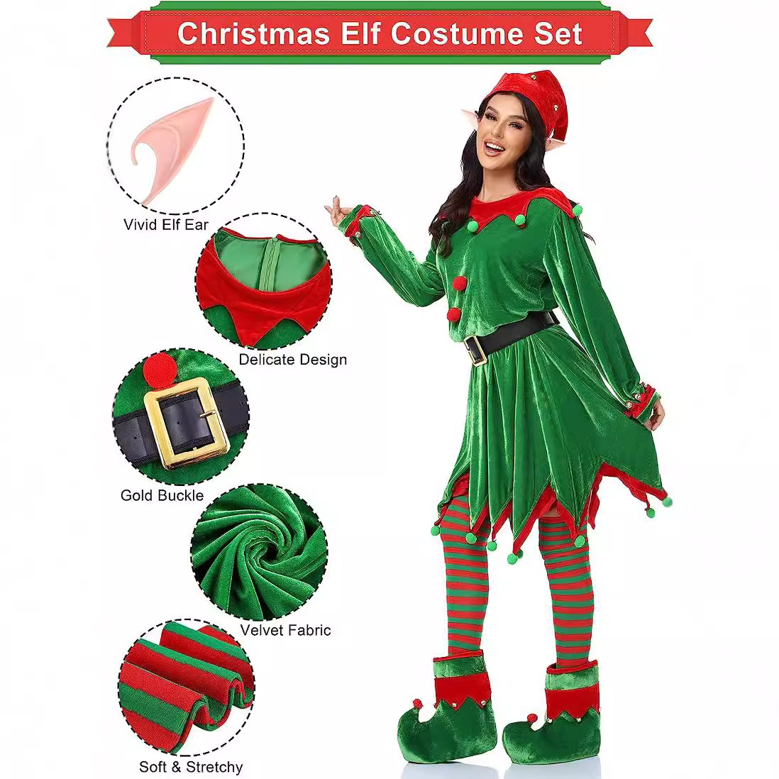 Costume cosplay da elfo verde  - Elf Costume Christmas recensione e prezzo